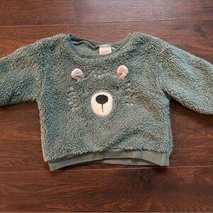 Cozy Green Bear Fleece Infant Top